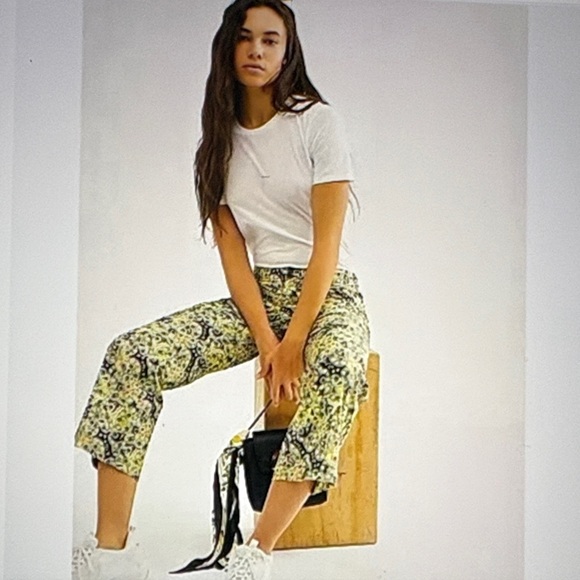 Free People Pants - Free People Maui Paisley Wide Leg Crop Patch Pocket Cotton Pants Size 10